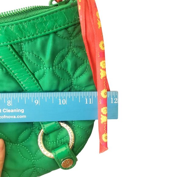 Vera Bradley Green Quilted Shoulder Bag Floral Interior Metal Accents for Women - Picture 7 of 7